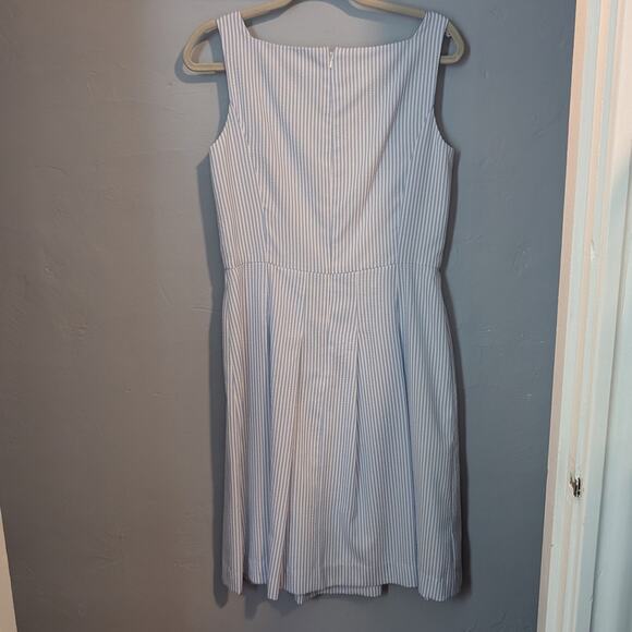 Talbots Blue and White Pleated Midi Dress for Prom - Picture 2 of 5